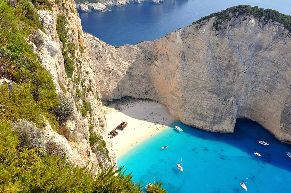 Spiaggia del relitto Zante Grecia vista dall'alto